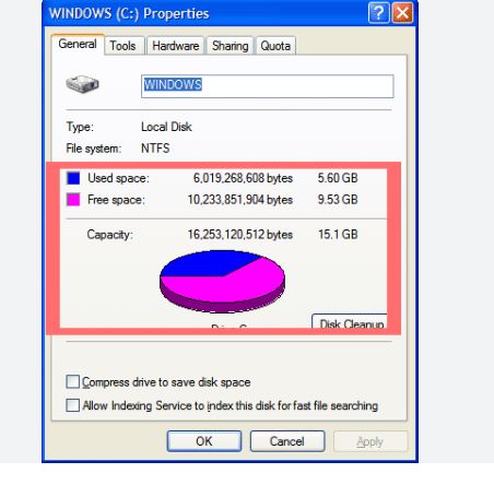 dung lượng ổ cứng quá nhỏ, thiếu dung lượng ổ cứng
