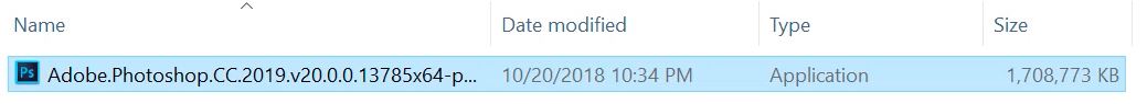 chạy file cài đặt photoshop cc 2019