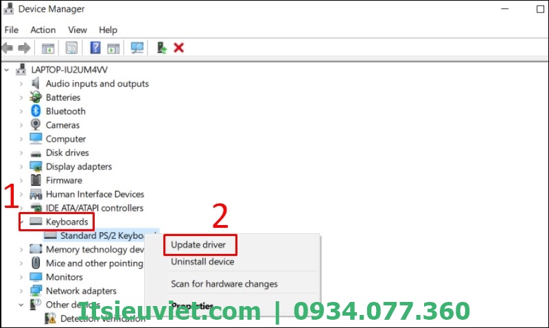 Update driver bàn phím Update driver bàn phím
