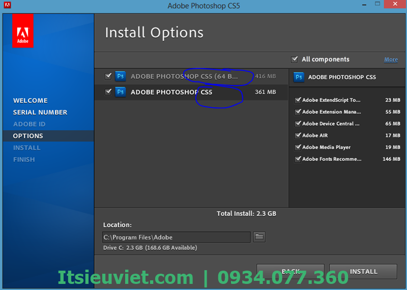 Chọn phiên bản cài Photoshop CS5