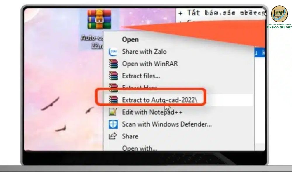 Giải nén file cài đặt autocad 2022.
