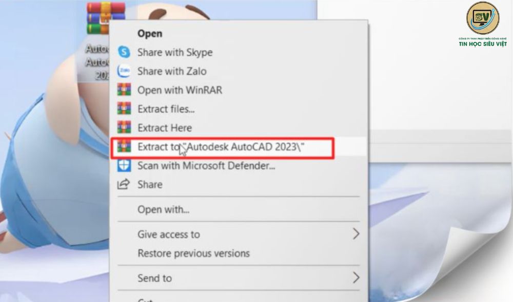 Giải nén file AutoDesk Auocad 2023 vừa mới tải về máy tính